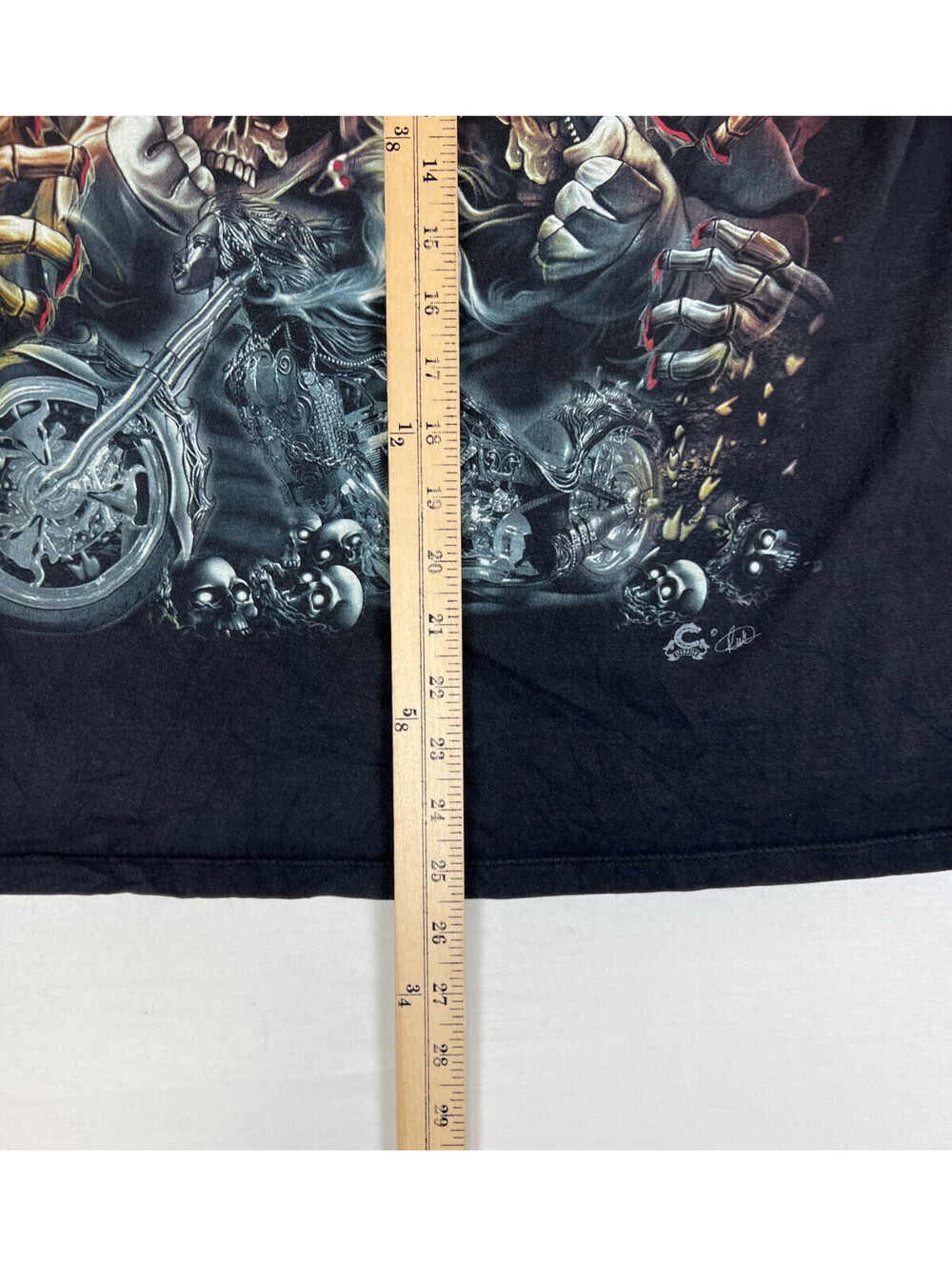 Unbranded Men Black Reaper Skull Motorcycle Graphic T Shirt Tee - Picture 7 of 7